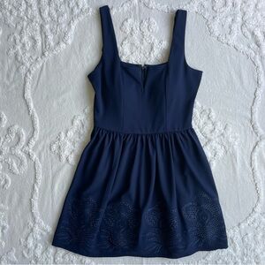 Francesca’s Navy Blue Embroidered A Line Dress